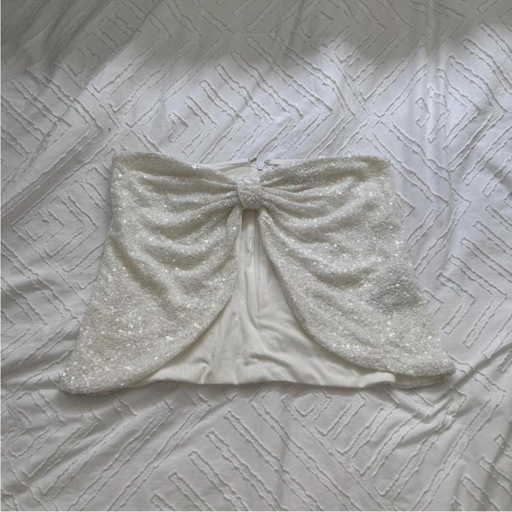 Edikted White Sequin Crop Top